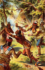 Indianer im Kampf  Illustration Lederstrumpf  um 1900