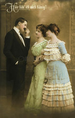 Junggeselle flirtet mit zwei Frauen  1912