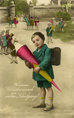 Erster Schultag  Postkarte  1928