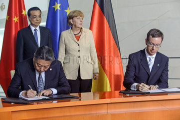 Lin Zuoming + Li Keqiang + Merkel + von Haacke