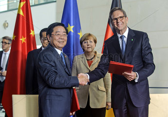 Li Keqiang + Xu Jiany + Merkel + Heizmann