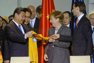 Xi Jinping + Merkel + Schweitzer