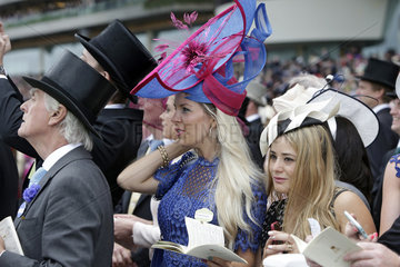 Royal Ascot  Fashion on Ladies Day  well dressed women with hats at the racecourse
