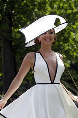 Royal Ascot  Fashion on Ladies Day  well dressed woman with hat at the racecourse