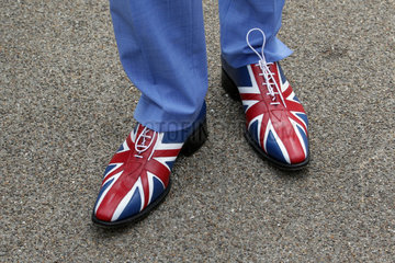Royal Ascot  Fashion on Ladies Day  shoes in Union Jack colours