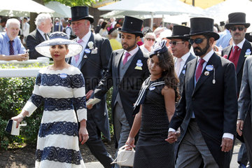 Royal Ascot  Sheikh Mohammed bin Rashid al Maktoum  his daughter Jalila and his wife Princess Haya of Jordan arriving at the parade ring