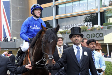 Royal Ascot  Elite Army with Kieren Fallon up and trainer Saeed bin Suroor after winning the King George V Stakes