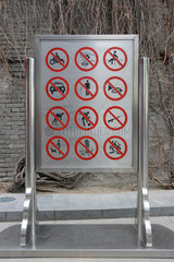Peking  Verbotsschild im Beihai-Park