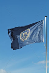 Hamburg  Deutschland  Fahne mit dem Logo des Internationalen Seegerichtshof