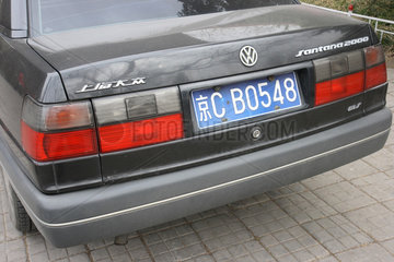 Peking  Kofferraum und Typenbezeichnung vom VW Santana