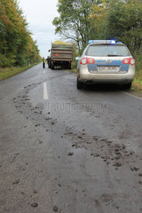 Grossenwiehe  Deutschland  Polizei kontrolliert Erntefahrzeuge
