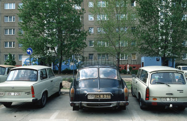 DDR-Autos in Marzahn  Ost-Berlin 1988
