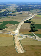 Chemnitz  Deutschland  Luftbild der Baustelle an der A 72 noerdlich von Chemnitz