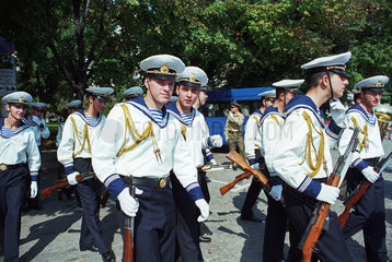 Bulgarische Marinesoldaten vor einem Appell  Sofia