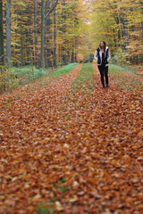 Schwarzenbek  Deutschland  eine junge Frau spaziert in einem herbstlichen Wald
