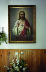 Jesusbild an der Wand in einem Kloster  Polen