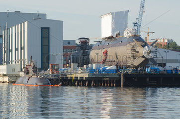 KIel  Deutschland  Bau befindliches U-Boot der Dolphin-Klasse auf dem Gelaende der zu Thyssen-Krupp