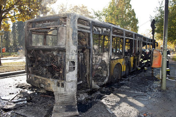 ausgebranter BVG Bus