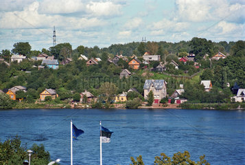 Die estnisch-russische Grenze in Narva