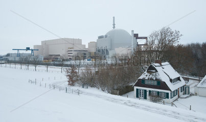 Brokdorf  Deutschland  das Kernkraftwerk Brokdorf im Winter