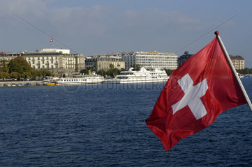 Schweizer Flagge in Genf (Schweiz)