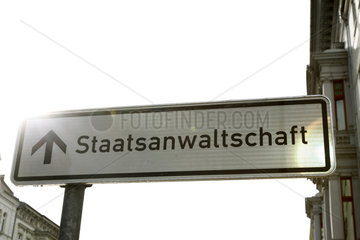 Cottbus  Deutschland  Schild mit Aufschrift Staatsanwaltschaft