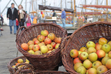 Flensburg  Deutschland  Kistenweise Aepfel zur traditionellen Apfelfahrt