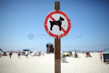 Sankt Peter-Ording  Deutschland  Hundeverbotsschild am Strand