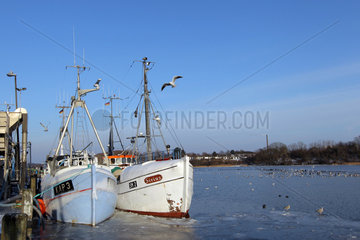 Kappeln  Deutschland  die Schlei am Fischereihafen in Kappeln ist zugefroren