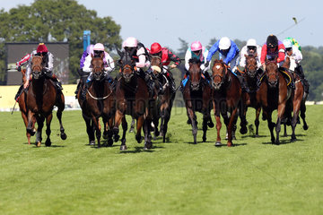 Royal Ascot  Field Of Dream (third from left) with Adam Kirby up wins the Royal Hunt Cup