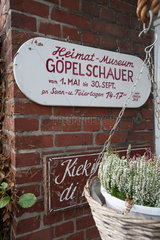 Seestermuehe  Deutschland  Eingang zum Heimatmuseum Goepelschauer in Seestermuehe