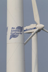 Schleswig  Deutschland  Windkraftanlagen der Schleswiger Stadtwerke GmbH