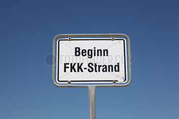 Sankt Peter-Ording  Deutschland  Schild FKK-Strand