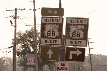 Wilmington  USA  Schilder der historischen Route 66