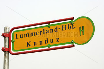 Kunduz  Afhghanistan  Schild Lummerland-Hbf. im Bundeswehrlager