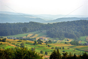 Felderlandschaft im Bieszczady Gebirge  Sued-Ostpolen