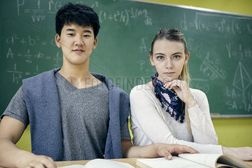 Students sitting in math class  portrait