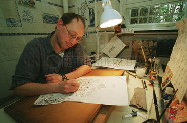 Comic-Zeichner beim Mosaik-Verlag in Berlin