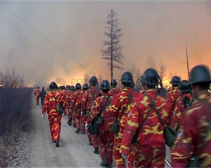China: Waldbraende an der Grenze zur Mongolei