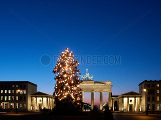 Berlin  Brandenburger Tor  Pariser Platz und Weihnachtsbaum