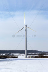 Ahneby  Deutschland  Windkraftanlage im Winter