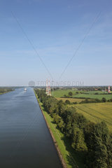 Rade  Deutschland  Blick von der Rader Hochbruecke ueber den Nord-Ostsee-Kanal
