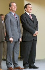 Franz Muentefering und Gerhard Schroeder  SPD  Wahlkampf 2005