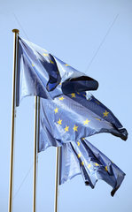 Strasbourg  Europaflaggen wehen im Wind