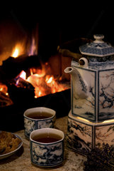 Nauen  Deutschland  eine Teezeremonie am Kamin