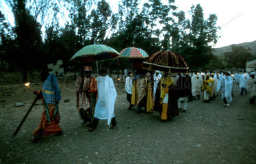 Die Prozession der heiligen Bundeslade in Aethiopien