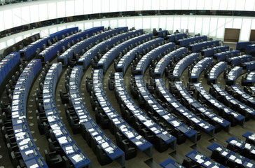 Strasbourg  Plenarsaal des EU-Parlamentes mit leeren Sitzreihen