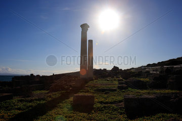 Tharros  Italien  ionische Saeulen in den Ueberresten der antiken Stadt Tharros
