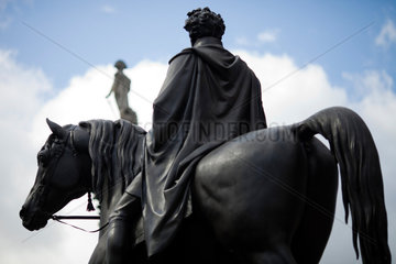 London  Grossbritannien  die Statuen von George IV. und Nelson Column im Hintergrund