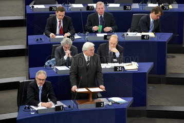 Strasbourg  der deutsche Aussenminister Steinmeier vor dem EU-Parlament